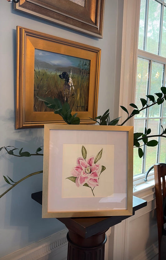 Rose Lily - Original Framed Watercolor