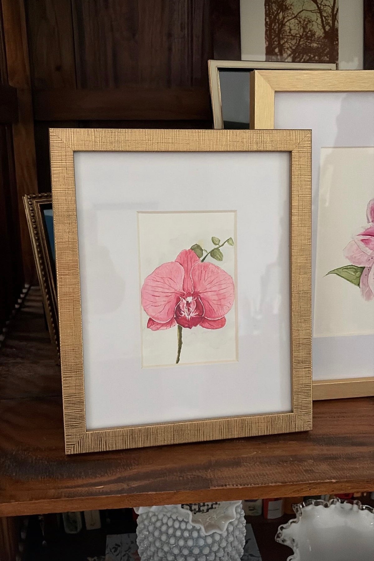 Pink Orchid - Original Framed Watercolor